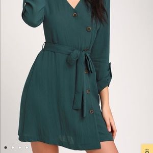 Willah Teal Green Button-Up Wrap Dress